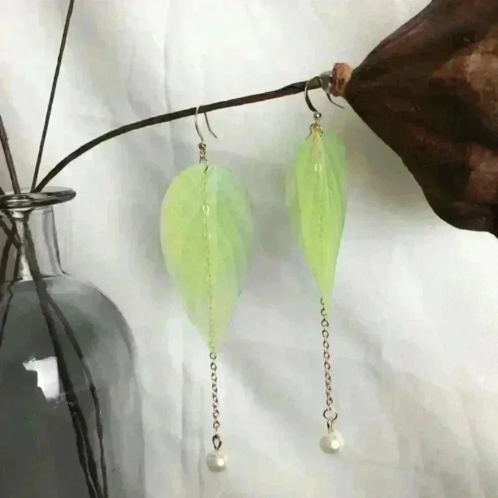 Green Leaves Earrings - Picture 3 of 3
